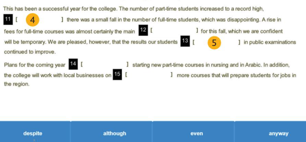 Example of gap-fill with multiple choice