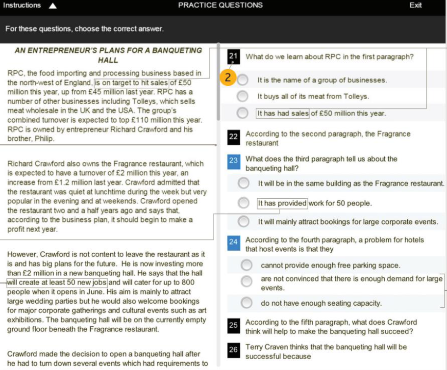 Example of longer reading text task